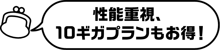 性能重視、10ギガプランもお得！